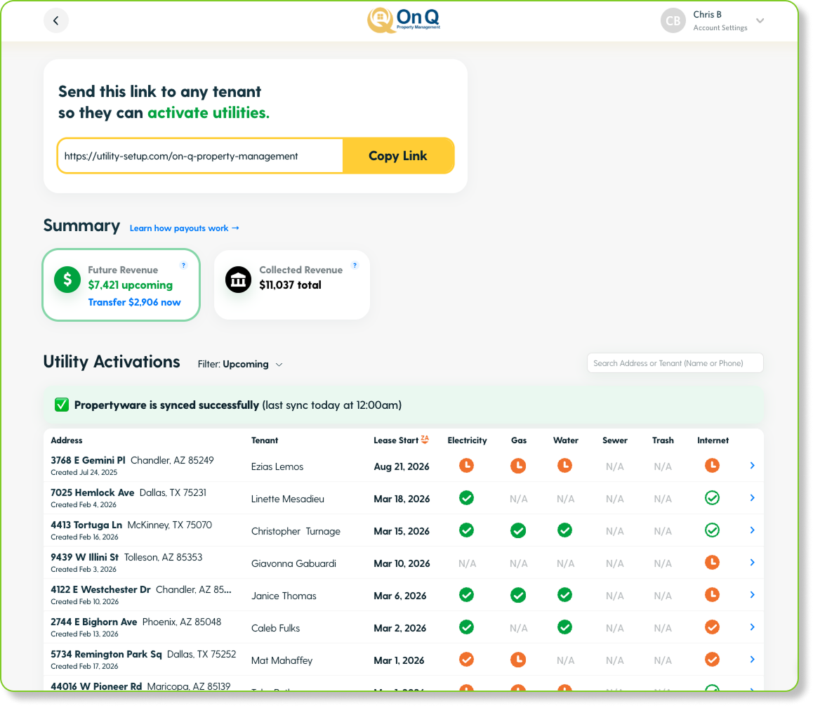 Utility Profit dashboard