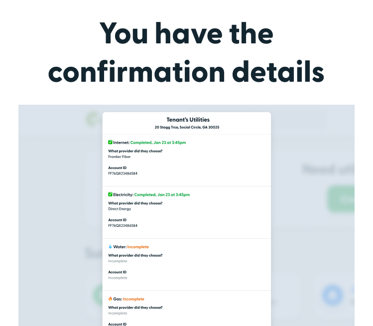 see confirmation IDs