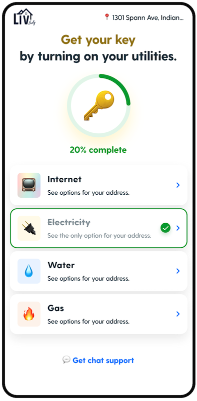 get keys after setting up gas, water, electric